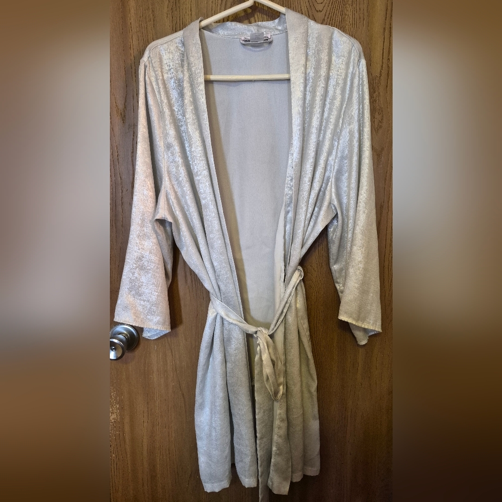 Vintage Lingerie SILVER ROBE SATIN Sexy Linea Dontella XL